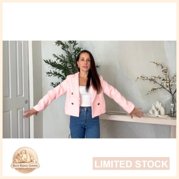 Tweed Blazer Jacket Elegant Cropped Fringe Trim Business Casual Fully Lined - Picture 7 of 7